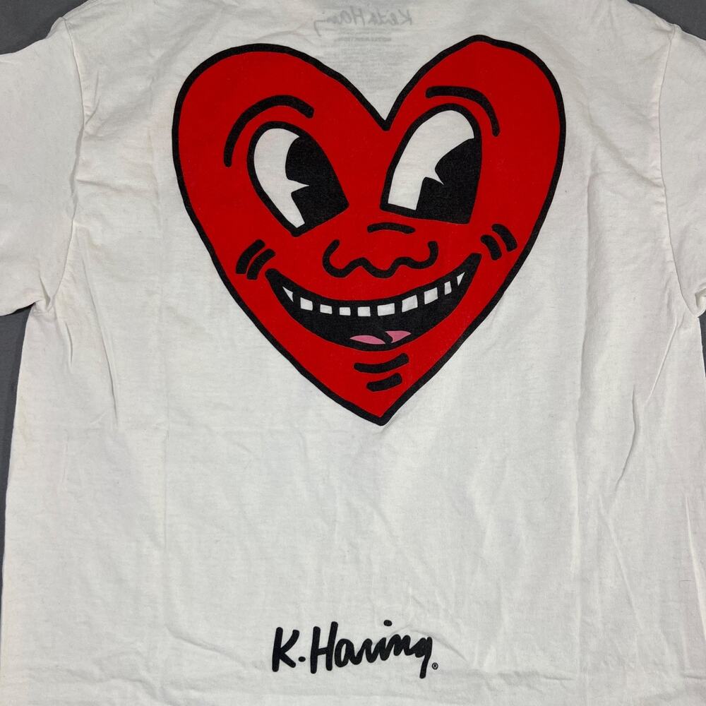 Keith Haring T Shirt Mens Medium White Graphic Heart Back Print Art Tee - Picture 7 of 7